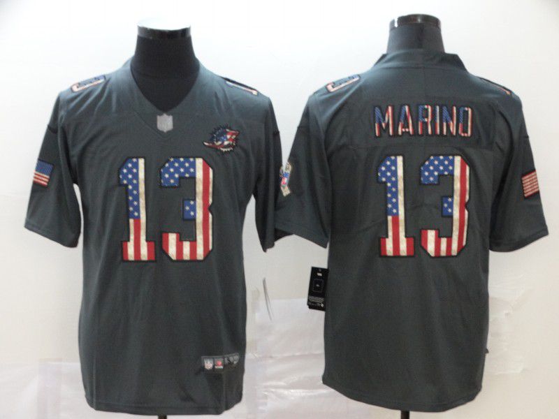 Men Miami Dolphins #13 Marino Carbon Black Retro USA flag Nike NFL Jerseys